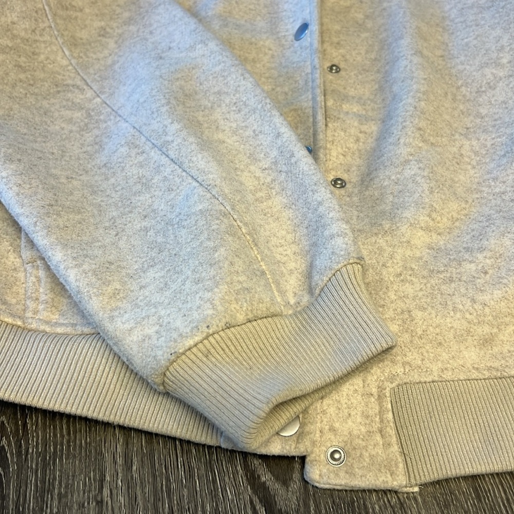 Cream Crop Varsity Style Jacket Beachlunchlounge Sz M - Picture 6 of 8